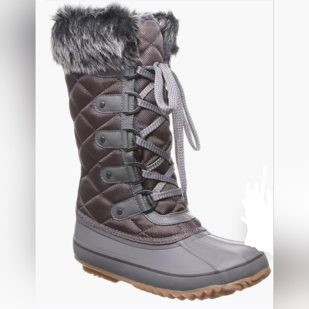 BearPaw Boots with McKinley Gray FOG Faux Fur & Genuine Sheepskin - Size 10
